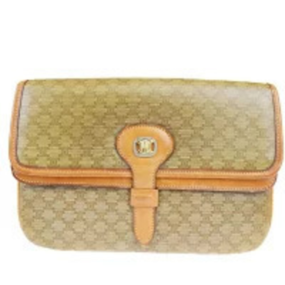 Celine Macadam Leather Clutch Bag Beige